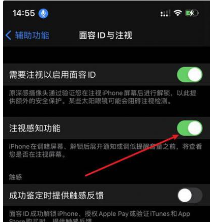 莱城苹果14维修网点分享iPhone14注视感知功能有什么用 